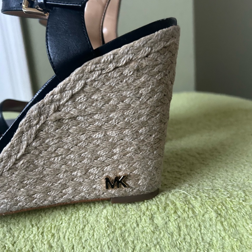 Michael Kors Black Espadrille Platform Wedge Sandals Heels - Picture 7 of 10